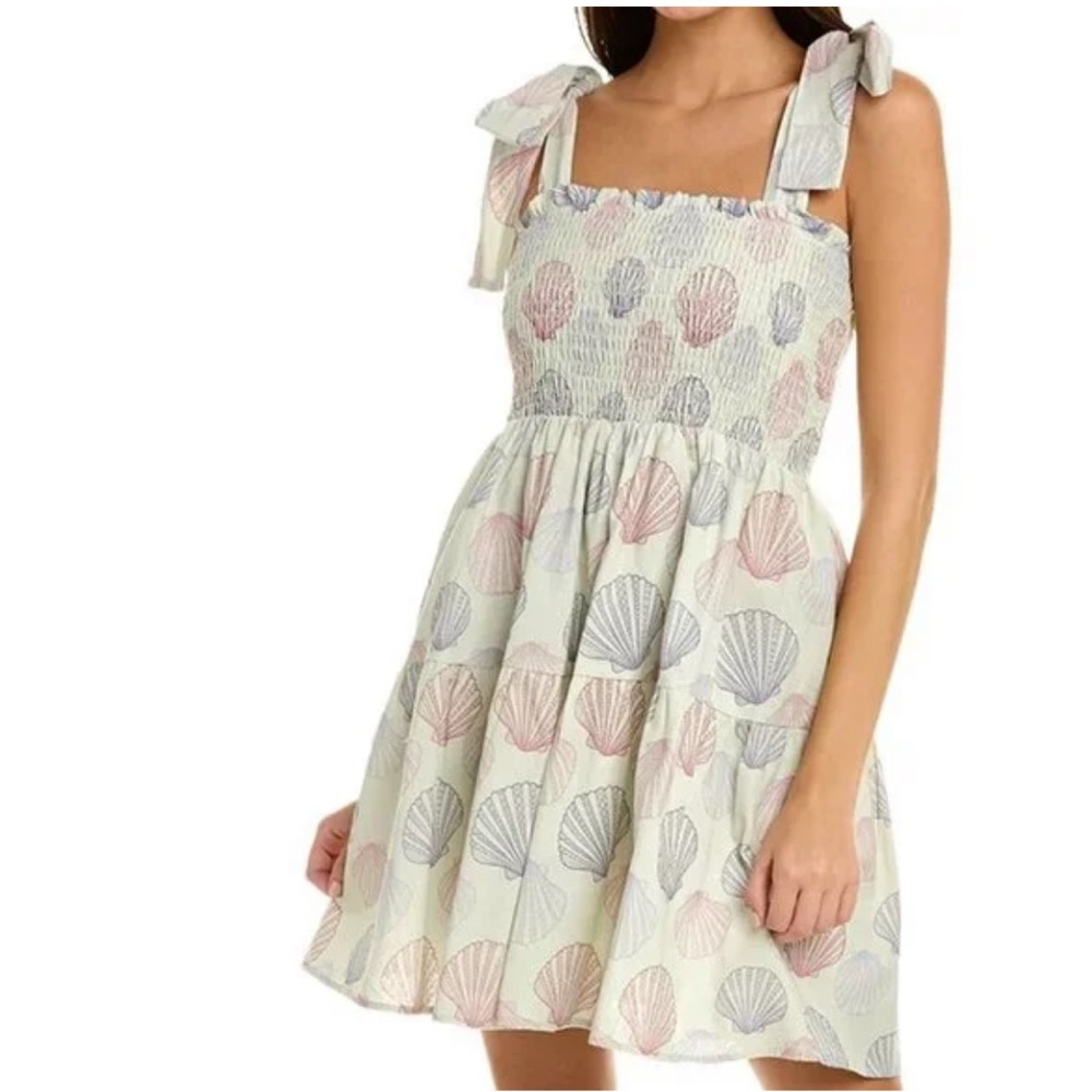 Kathleen Maeve Taylor Smocked Linen Mini Seashells Print